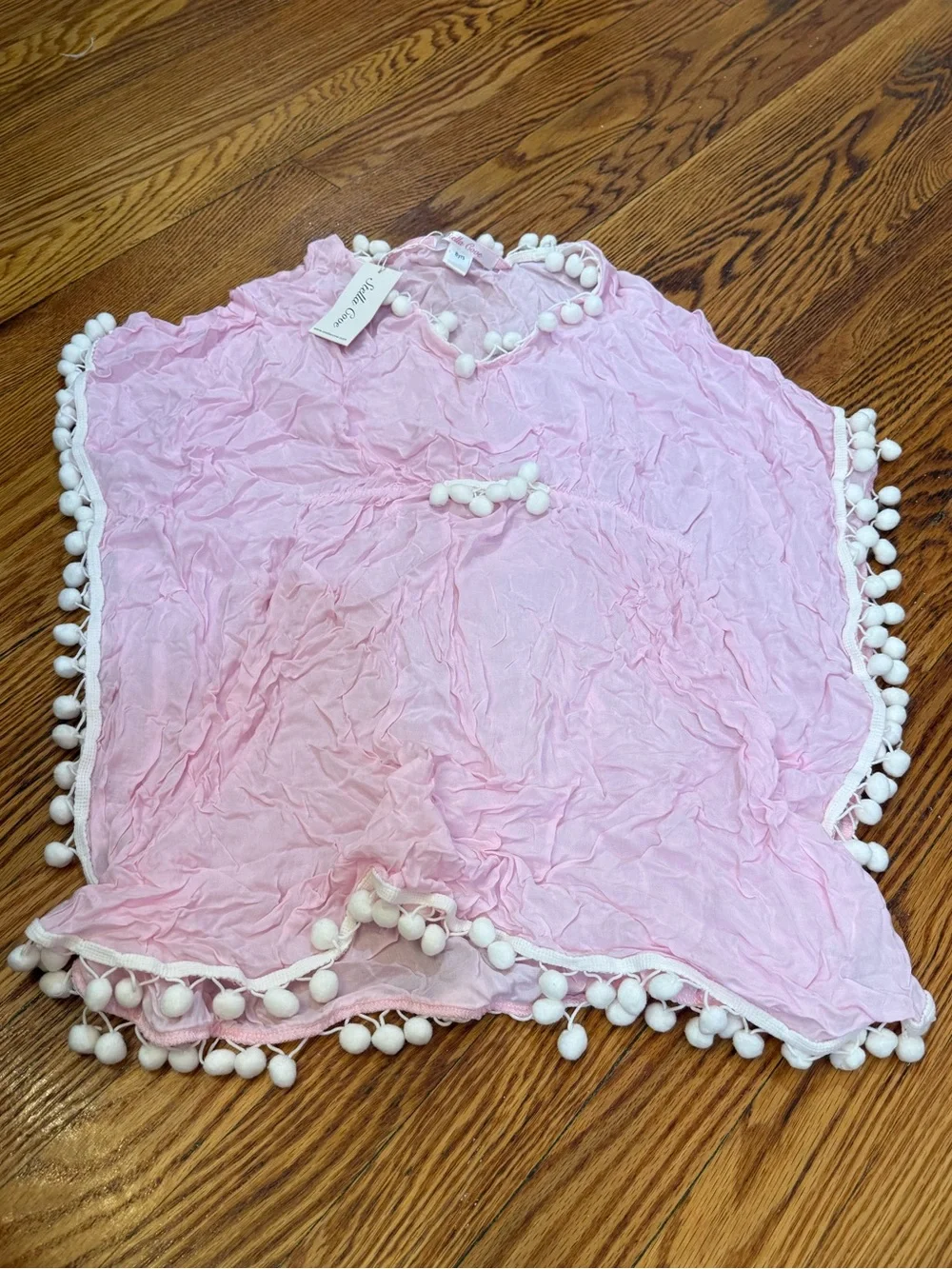 Pink Pom-Pom Kids Cover-Up Poncho